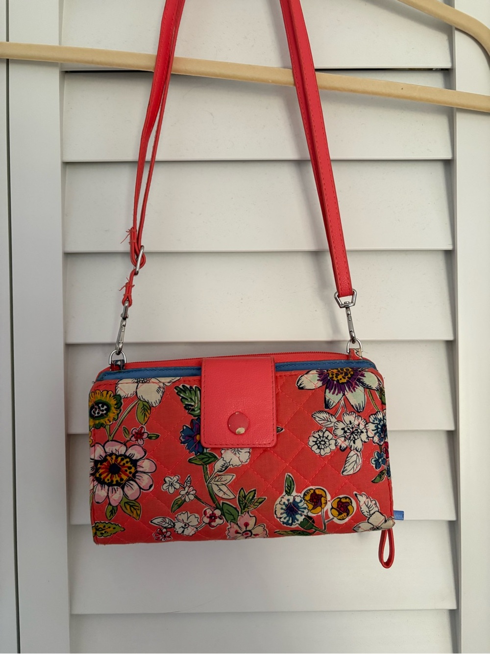 Vera Bradley Coral Floral Quilted Crossbody